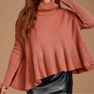 Free People Cowl Neck Sweater - Warm Rust